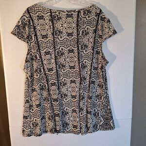 Maria Gabrielle, JMS/Just My Size moltif top,decorative design pattern 2X